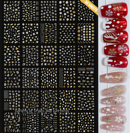 102 Sheets Nail Art Stickers & Storage Book, 5200-Piece Floral & Rhinestone Design Nail Decal Collection