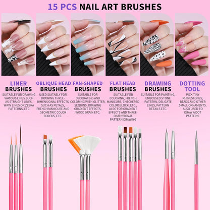 26-Piece Nail Art Tool Kit - Brushes, Dotting Tools, Stand & Palette