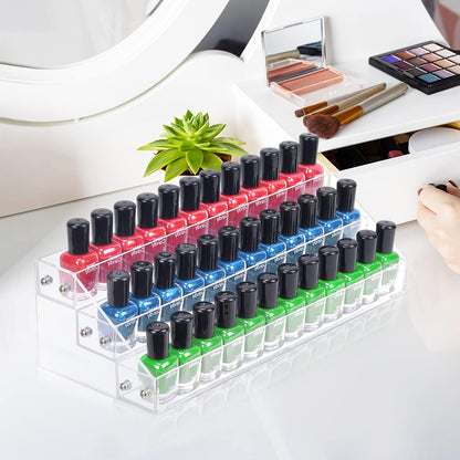 3-Tier Clear Acrylic Nail Polish Display Rack, Holds 36 Bottles