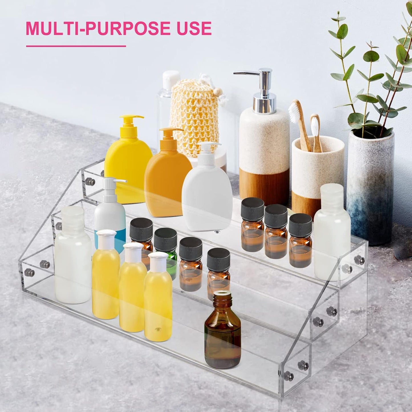 3-Tier Clear Acrylic Nail Polish Display Rack, Holds 36 Bottles