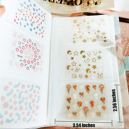 102 Sheets Nail Art Stickers & Storage Book, 5200-Piece Floral & Rhinestone Design Nail Decal Collection