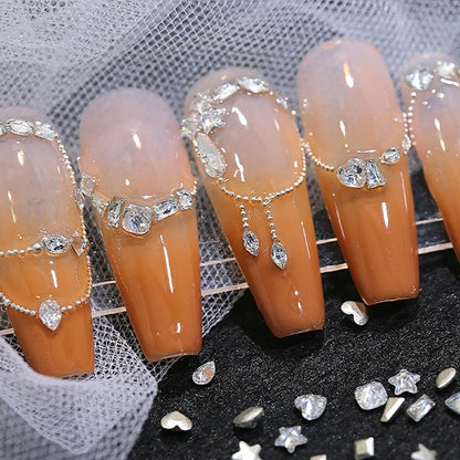 50 Pieces of Shiny Zircon Rhinestone Nail Gems - 3D Flatback Rhinestones in 2-4mm, Mini Nail Rhinestones in Glitter Silver and White, Multi-Shape Nail Diamonds and Crystals for Nail Art Decorations