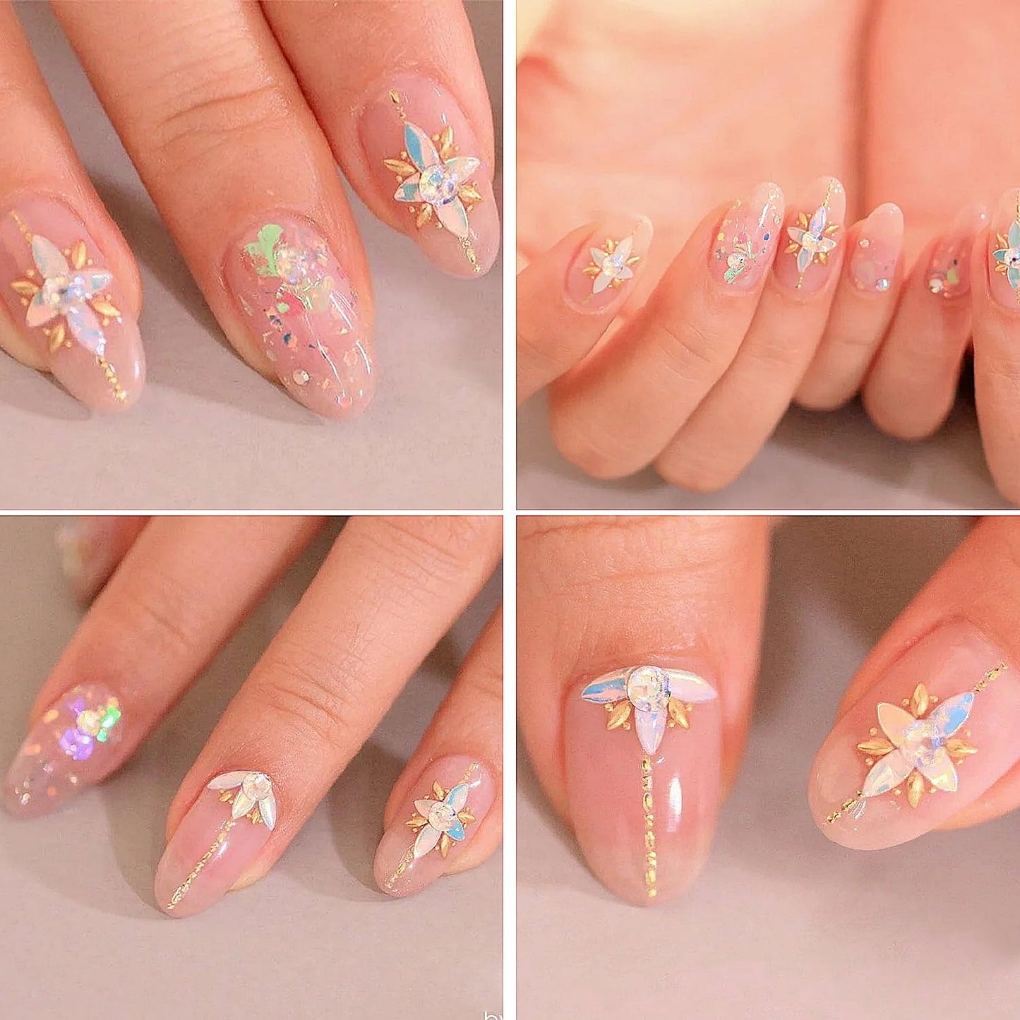Nail Art Charms - Assorted Metal Beads, Flatback Rhinestones, and 3D Decorative Pearls for Nail Design Kits