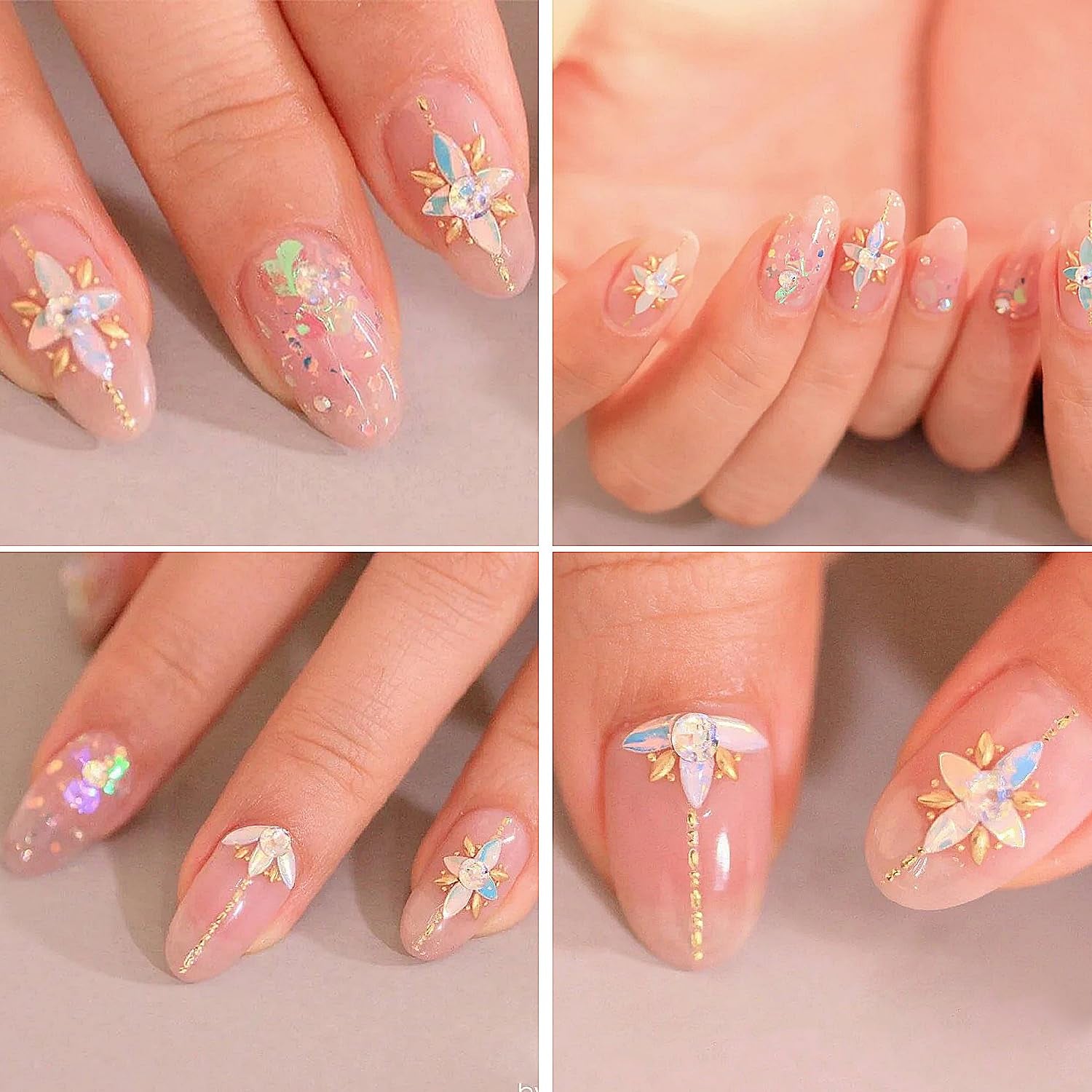 Nail Art Charms - Assorted Metal Beads, Flatback Rhinestones, and 3D Decorative Pearls for Nail Design Kits