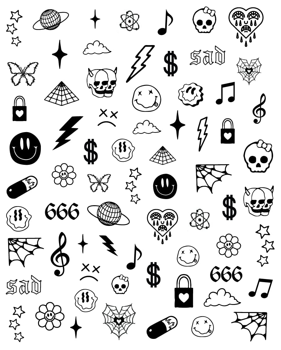 Grunge Luxury Nail Art Stickers, 5 Sheets / 500+ Designs