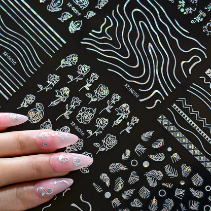 30 Sheets Aurora Flower & Star Nail Art Stickers