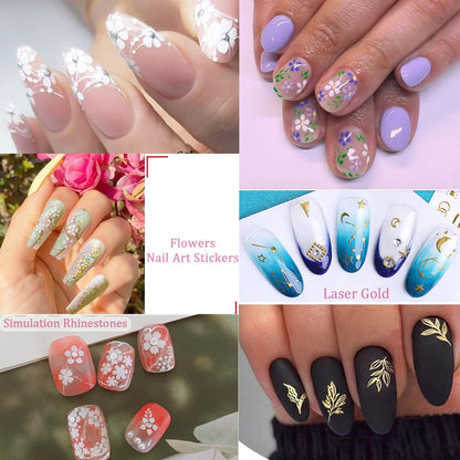 102 Sheets Nail Art Stickers & Storage Book, 5200-Piece Floral & Rhinestone Design Nail Decal Collection