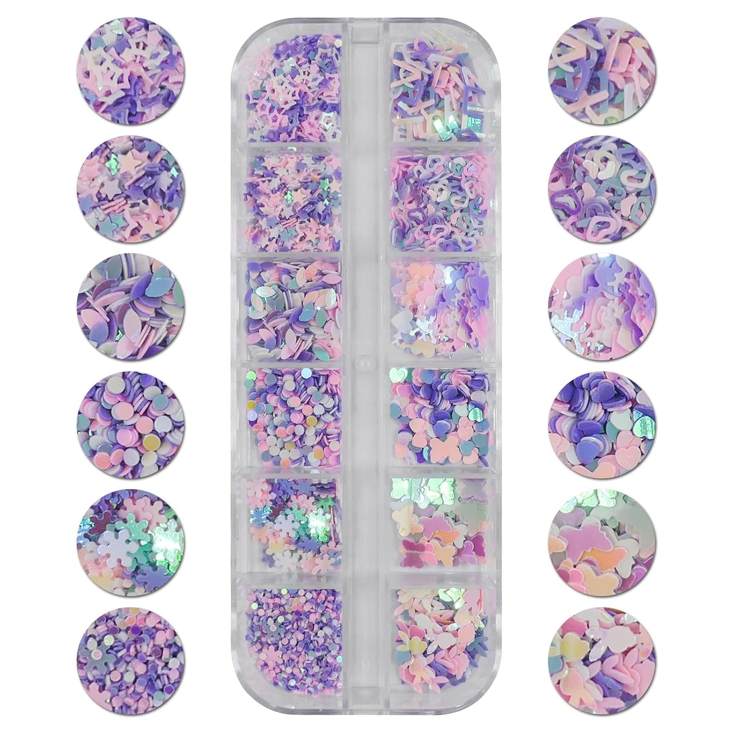 Iridescent Aurora Nail Glitter Powder - 4 Boxes of Holographic Star, Heart, and Flower Flakes for Manicure and Resin Craft Accessories