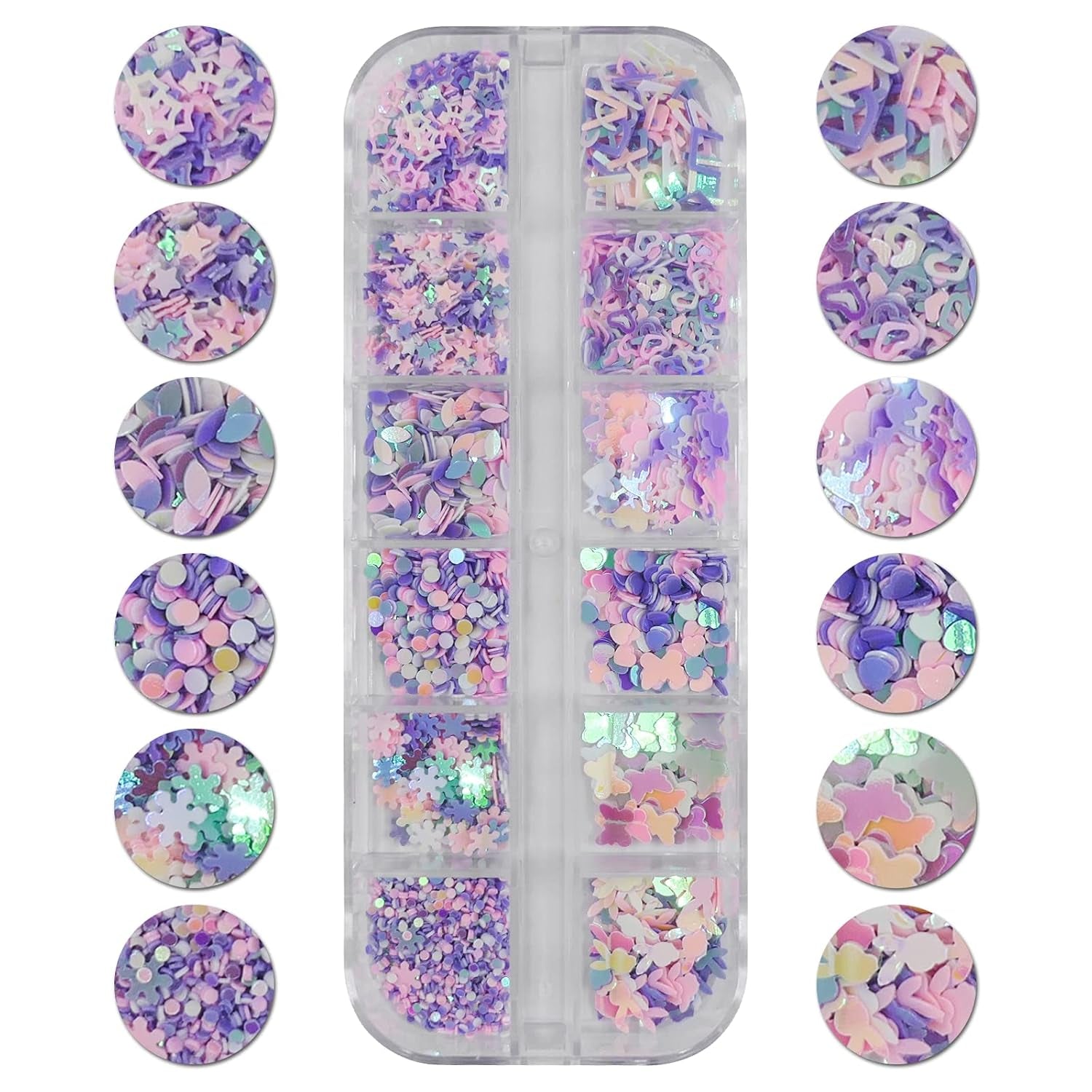 Iridescent Aurora Nail Glitter Powder - 4 Boxes of Holographic Star, Heart, and Flower Flakes for Manicure and Resin Craft Accessories
