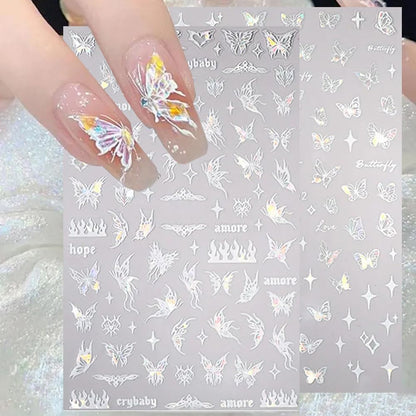 Aurora Holographic Butterfly Nail Stickers, 8-Sheet Set