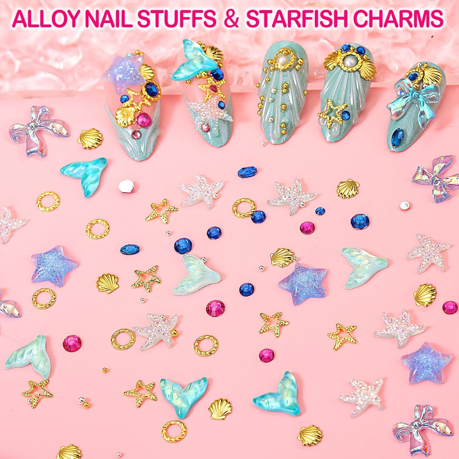 8000-Piece Collection of 3D Nail Charms and Gems, Y2K-Inspired Rhinestones and Decorative Charms Including Butterflies, Bows, Moons, Stars, Flowers, and Gold Pearls for Nail Art Enhancements