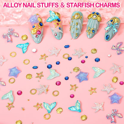 8000-Piece Collection of 3D Nail Charms and Gems, Y2K-Inspired Rhinestones and Decorative Charms Including Butterflies, Bows, Moons, Stars, Flowers, and Gold Pearls for Nail Art Enhancements