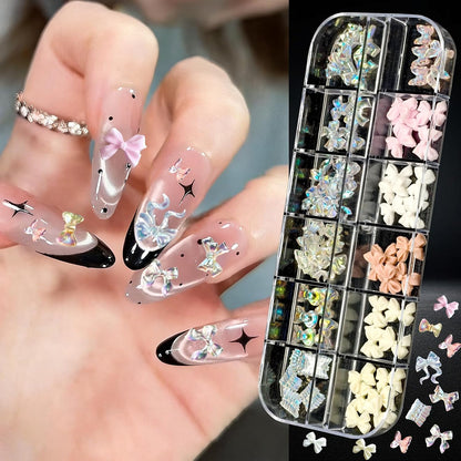 8 Boxes of 5000 Nail Charms and Gems - White Gold, Silver, and Colorful Clear Flatback Rhinestones, Multi-Shape Nail Art Accessories for Crafts, Heart, Star, and Flower Nail Diamonds for Professional Manicures