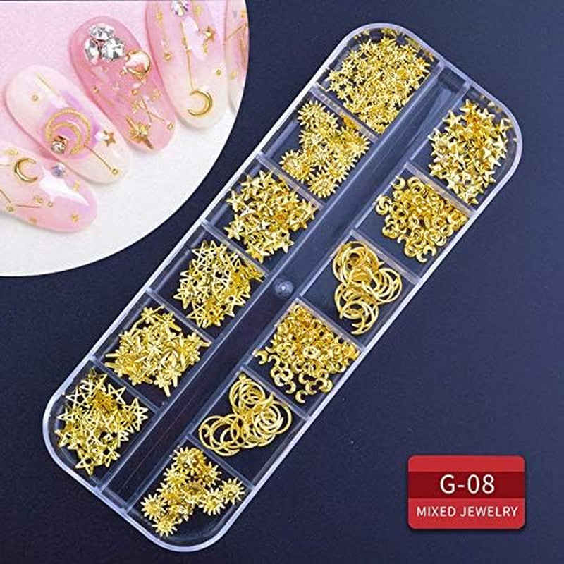 Nail Art Supplies Kit: 9 Boxes of Rhinestones, Glitter Gems, Diamonds, Studs, Crystals, and Sequins with Tweezers and 3 Nail Art Pens