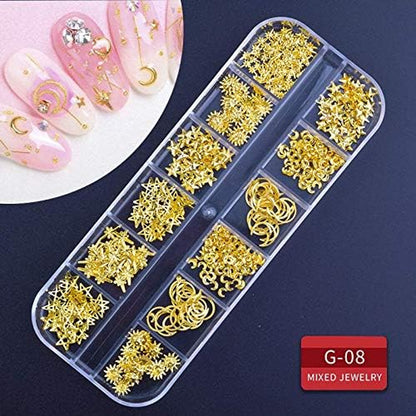 Nail Art Supplies Kit: 9 Boxes of Rhinestones, Glitter Gems, Diamonds, Studs, Crystals, and Sequins with Tweezers and 3 Nail Art Pens