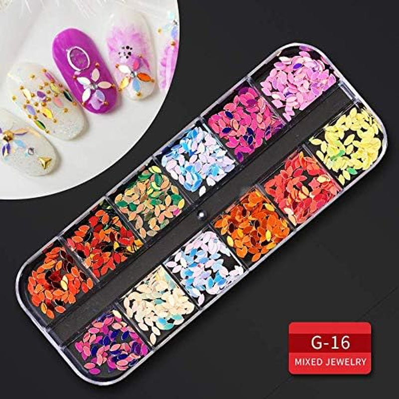 Nail Art Supplies Kit: 9 Boxes of Rhinestones, Glitter Gems, Diamonds, Studs, Crystals, and Sequins with Tweezers and 3 Nail Art Pens