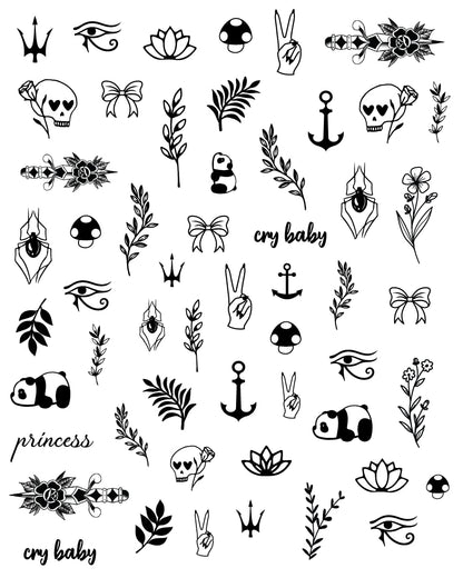 Grunge Luxury Nail Art Stickers, 5 Sheets / 500+ Designs