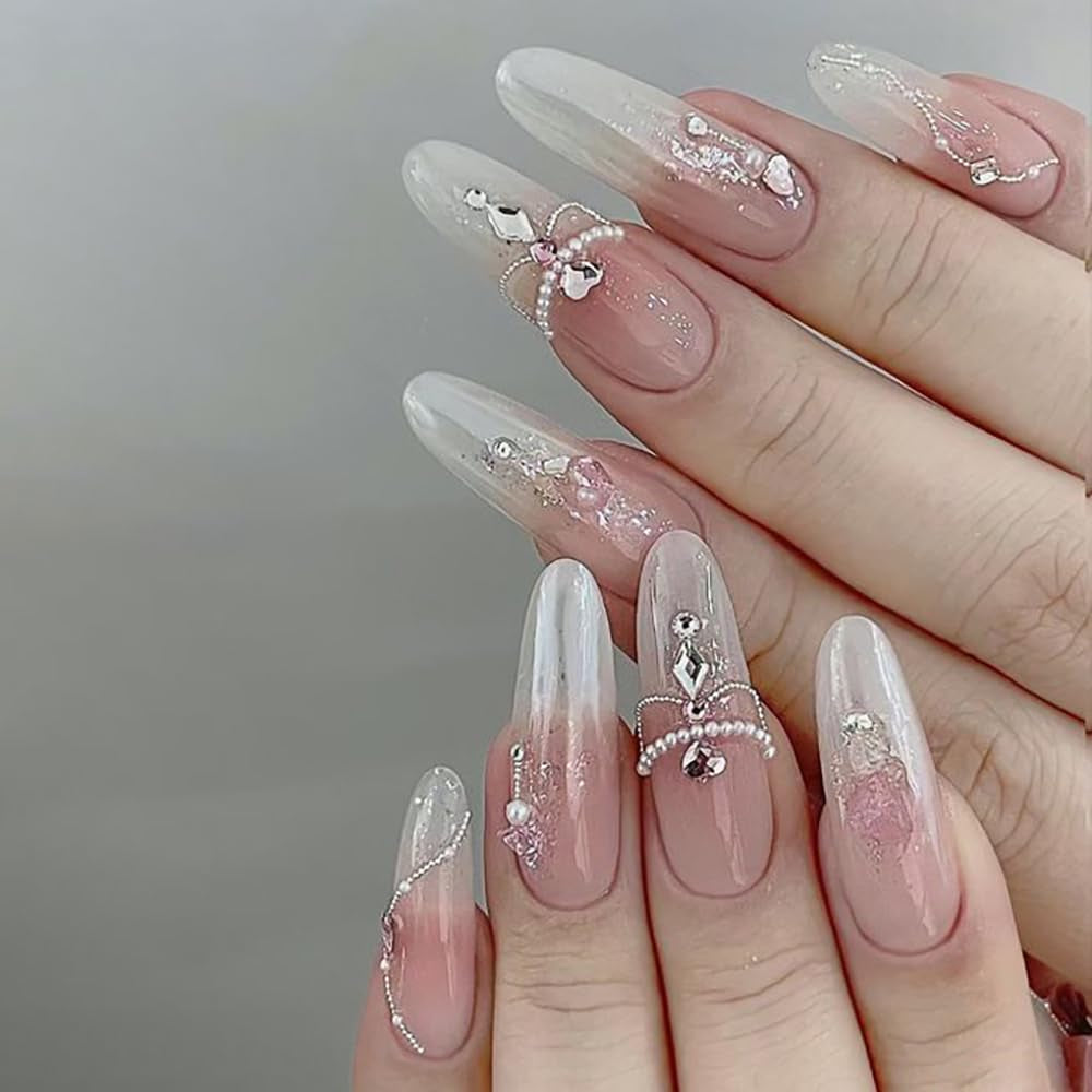 50 Pieces of Shiny Zircon Rhinestone Nail Gems - 3D Flatback Rhinestones in 2-4mm, Mini Nail Rhinestones in Glitter Silver and White, Multi-Shape Nail Diamonds and Crystals for Nail Art Decorations