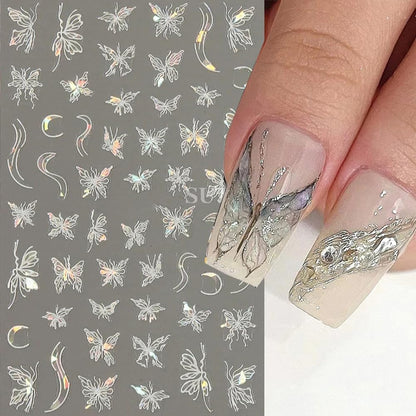Aurora Holographic Butterfly Nail Stickers, 8-Sheet Set