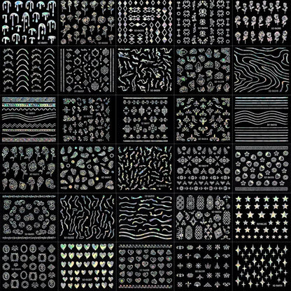 30 Sheets Aurora Flower & Star Nail Art Stickers