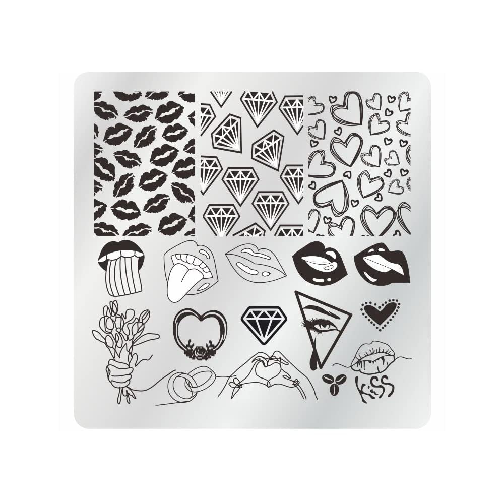 15-Piece Nail Stamping Plate Set with Stamper, Scraper & Storage Bag