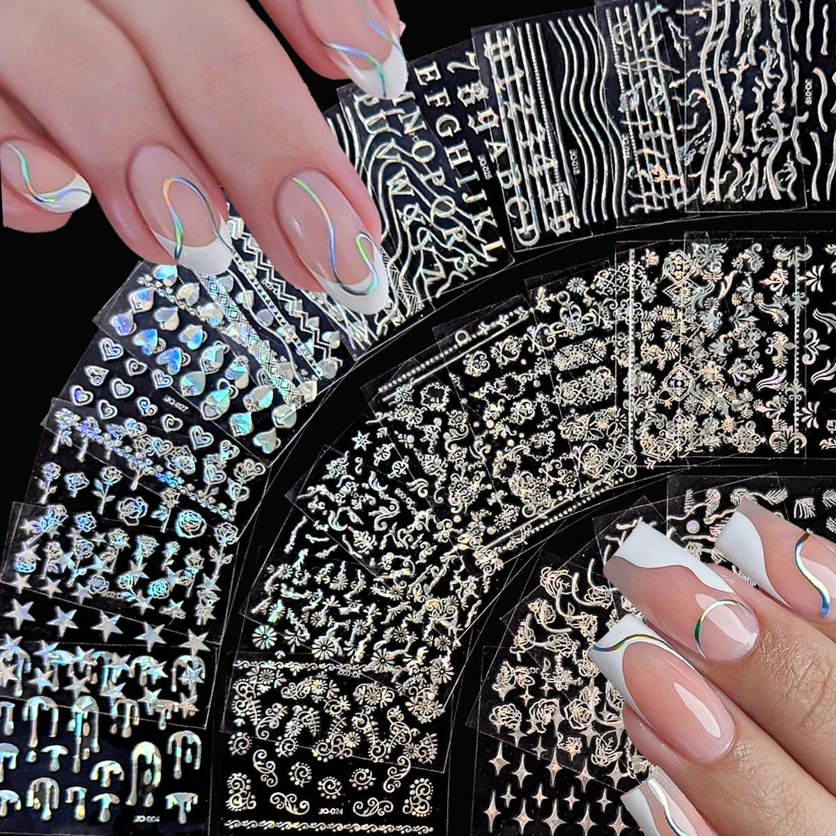 30 Sheets Aurora Flower & Star Nail Art Stickers