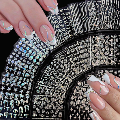 30 Sheets Aurora Flower & Star Nail Art Stickers