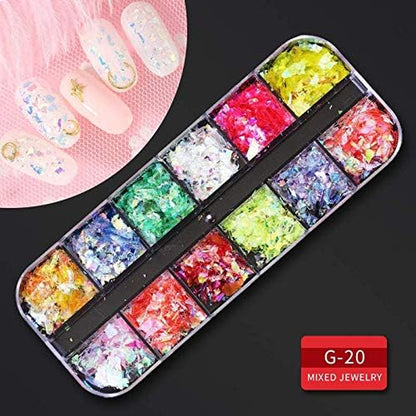 Nail Art Supplies Kit: 9 Boxes of Rhinestones, Glitter Gems, Diamonds, Studs, Crystals, and Sequins with Tweezers and 3 Nail Art Pens