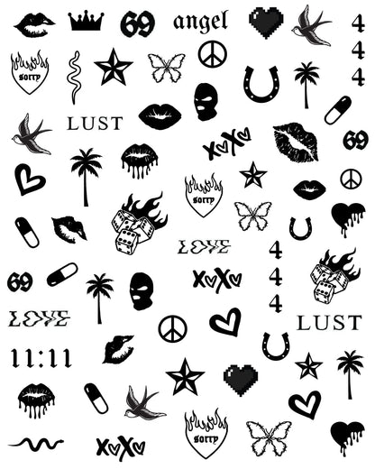 Grunge Luxury Nail Art Stickers, 5 Sheets / 500+ Designs