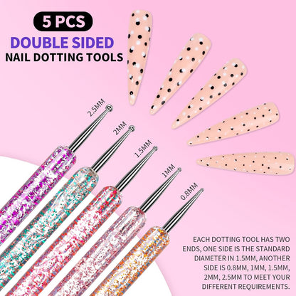 26-Piece Nail Art Tool Kit - Brushes, Dotting Tools, Stand & Palette