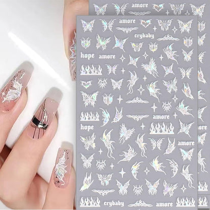 Aurora Holographic Butterfly Nail Stickers, 8-Sheet Set