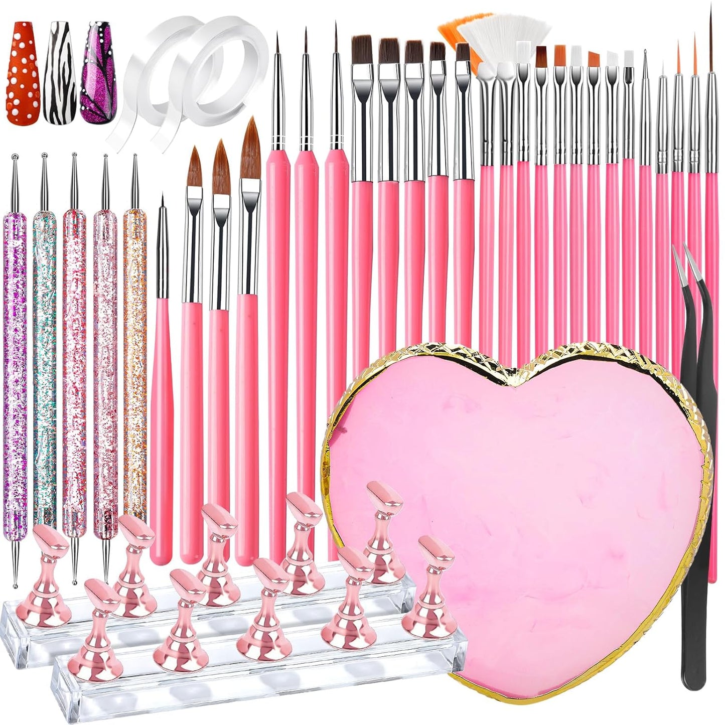 26-Piece Nail Art Tool Kit - Brushes, Dotting Tools, Stand & Palette