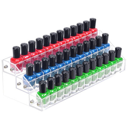3-Tier Clear Acrylic Nail Polish Display Rack, Holds 36 Bottles