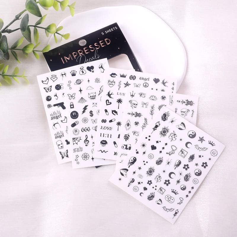 Grunge Luxury Nail Art Stickers, 5 Sheets / 500+ Designs