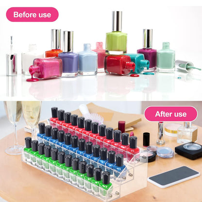 3-Tier Clear Acrylic Nail Polish Display Rack, Holds 36 Bottles