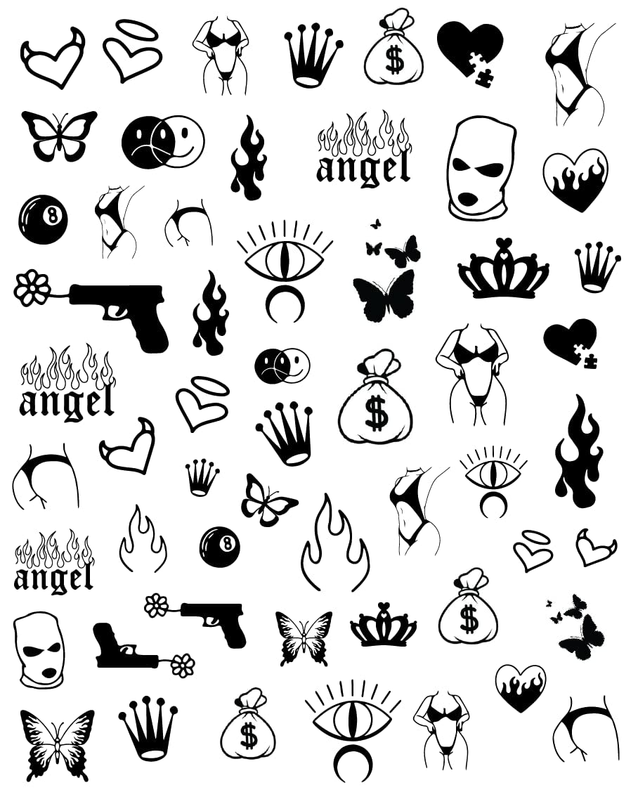 Grunge Luxury Nail Art Stickers, 5 Sheets / 500+ Designs