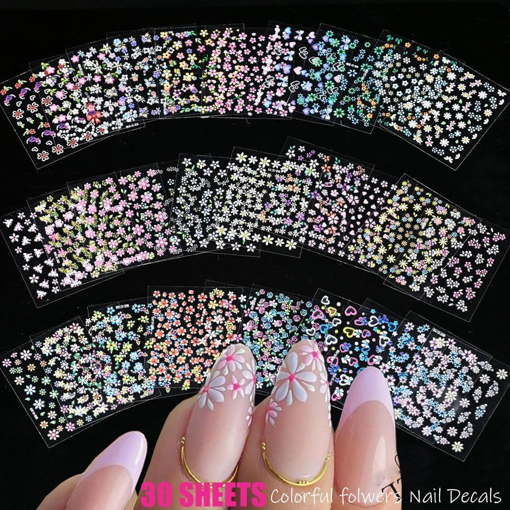 102 Sheets Nail Art Stickers & Storage Book, 5200-Piece Floral & Rhinestone Design Nail Decal Collection