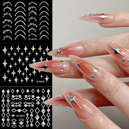 30 Sheets Aurora Flower & Star Nail Art Stickers