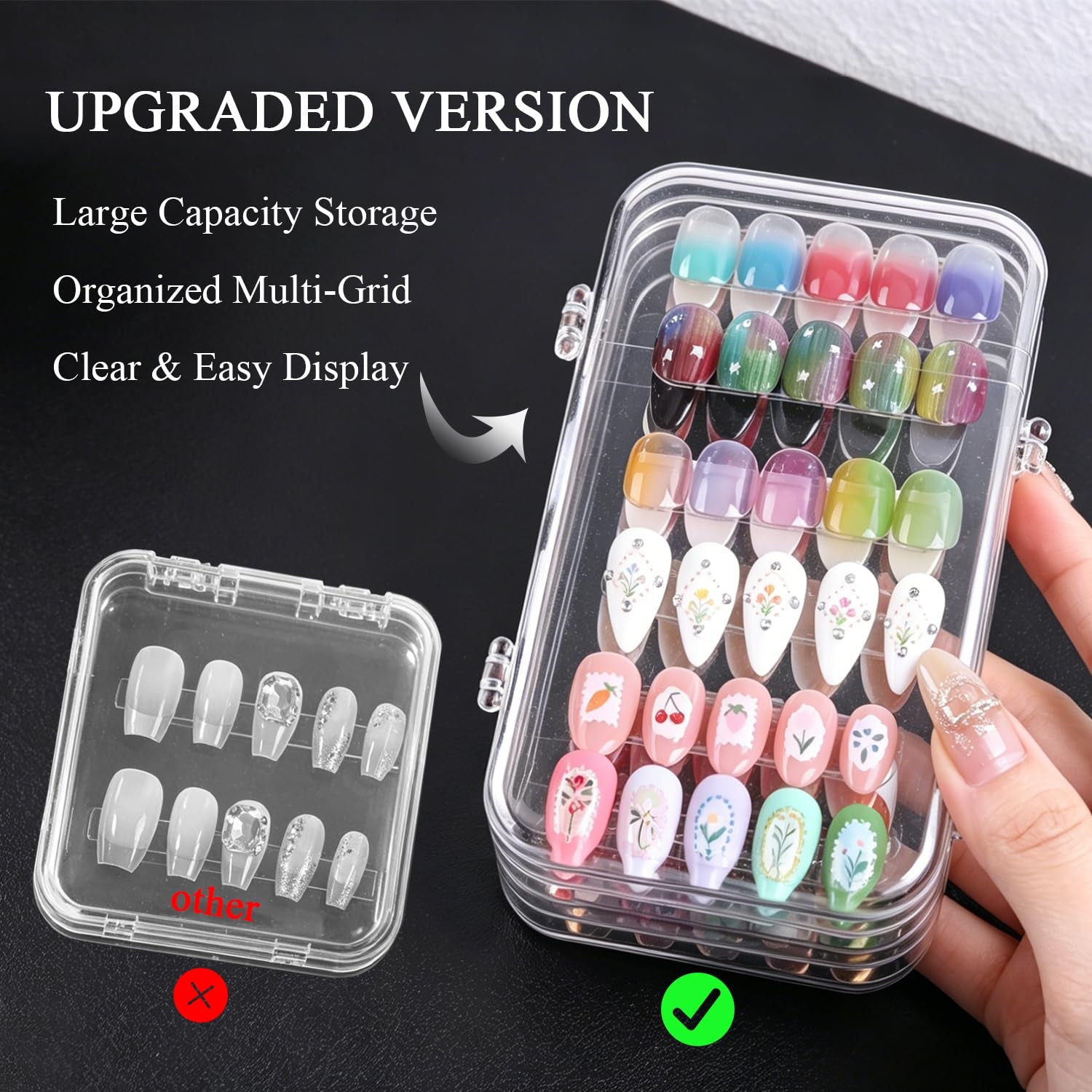 Tri-Fold Press-On Nail Organizer & Display Case